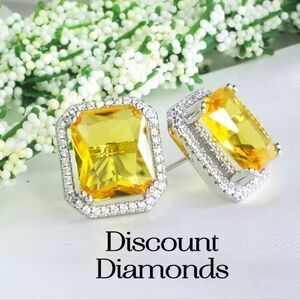 Yellow and Silver Stud Earrings